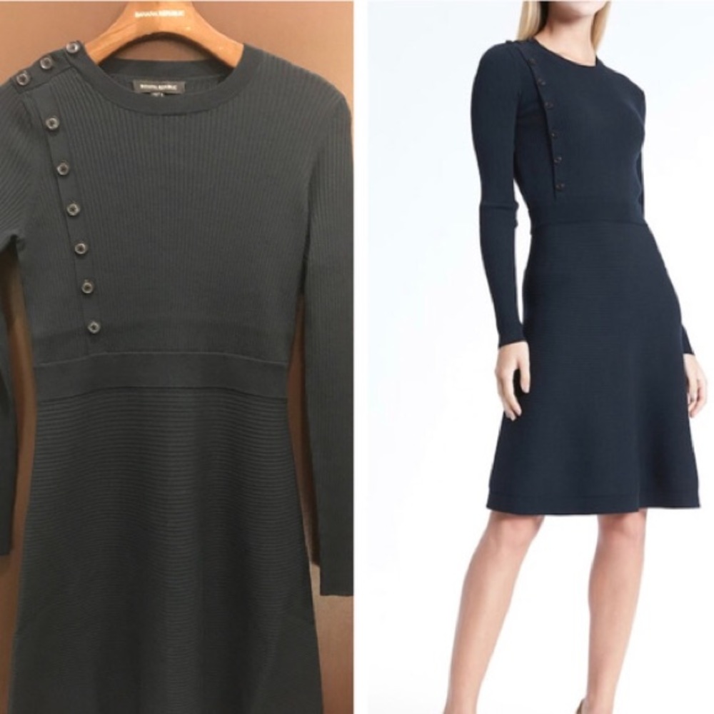 Banana Republic ribbed dress with button detail
